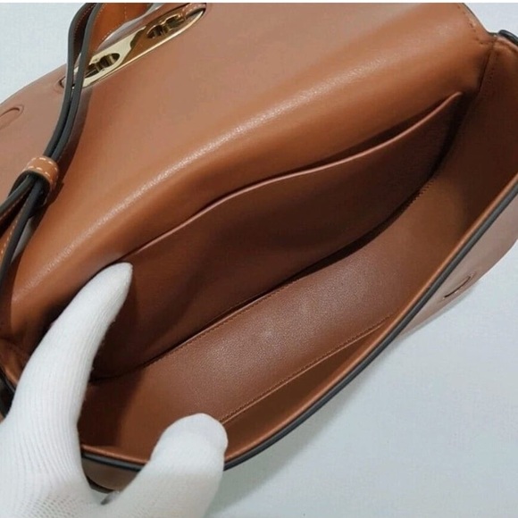 CELINE Triomphe Bag - Maillon - Gold Logo Hardware Brown Leather Crossbody- Rare - Picture 9 of 10